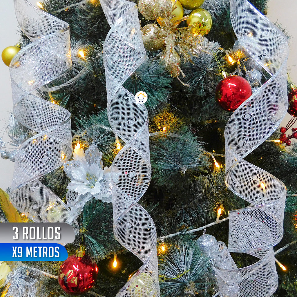 Cinta Metalizada Decorativa - 3 Rollos, 9 Metros C/U, Resistente