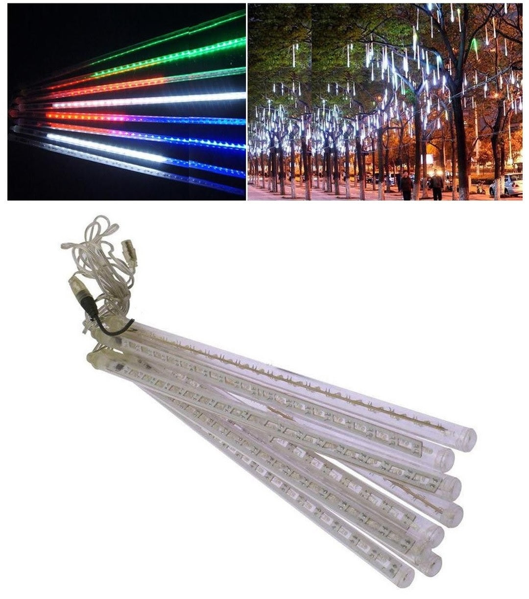 Cascada LED Lagrima Meteorito (8 Tubos) - 30 cm Caída, 144 Luces