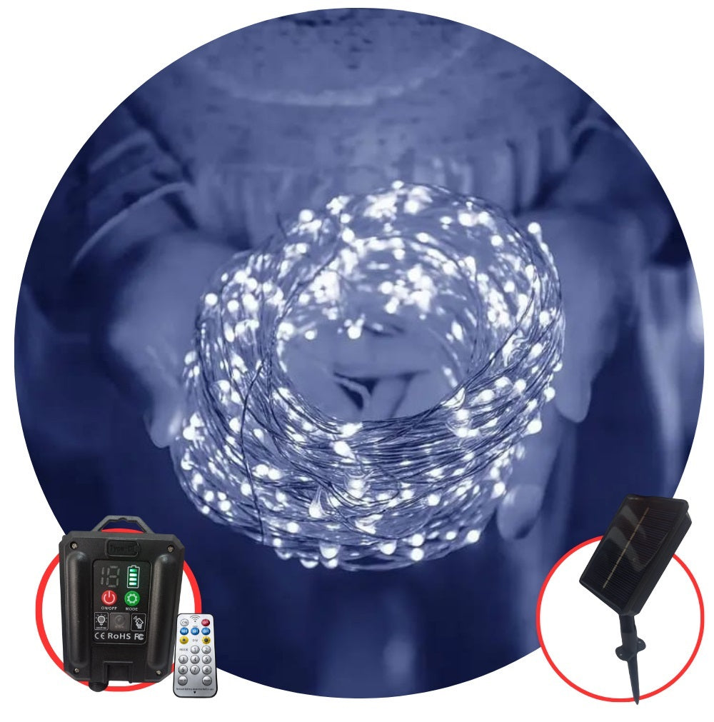 Guirnalda de Luces Solares Impermeables 300 LED con 8 Modos