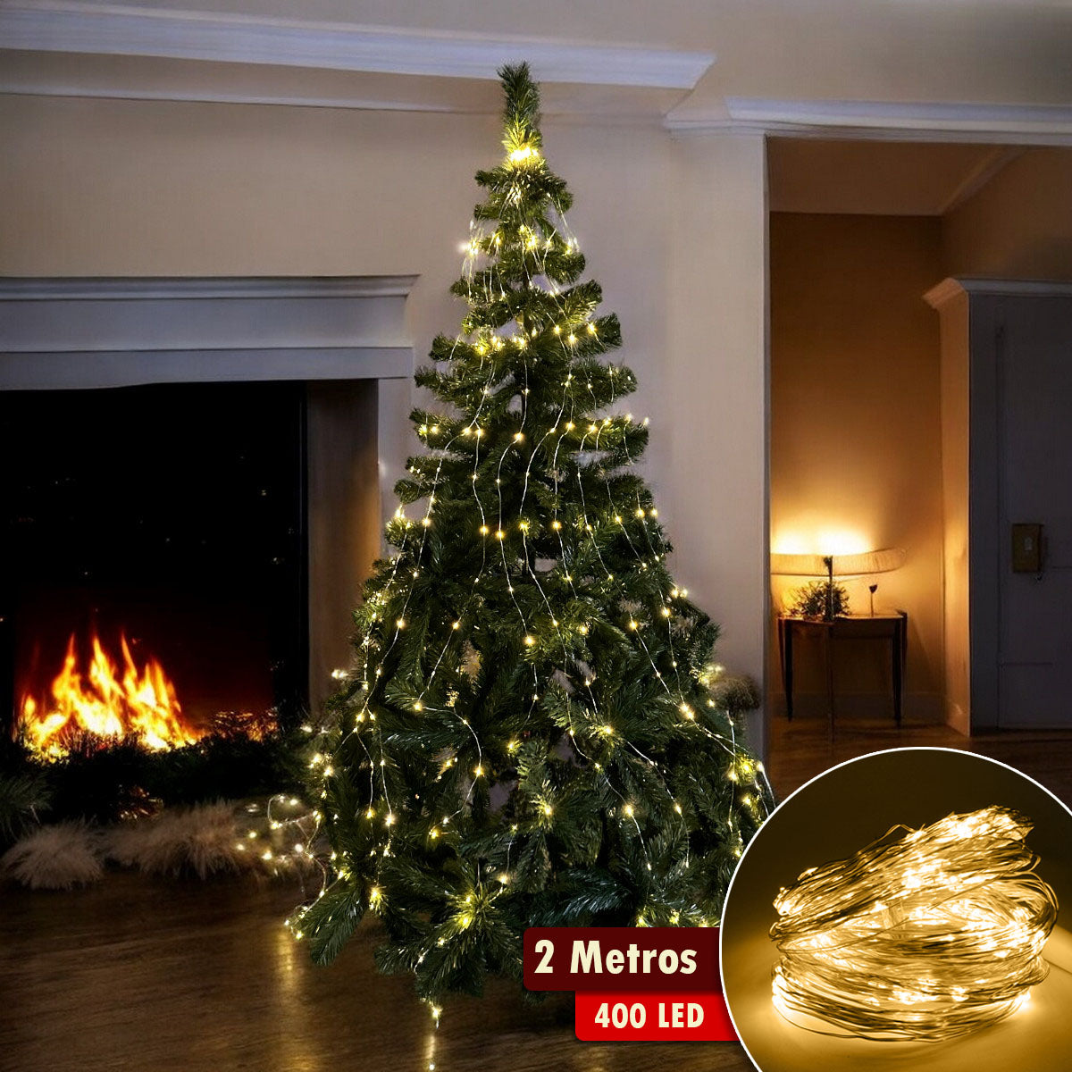 Luces LED Cascada de Hada 400 Luces para Decoración Navideña