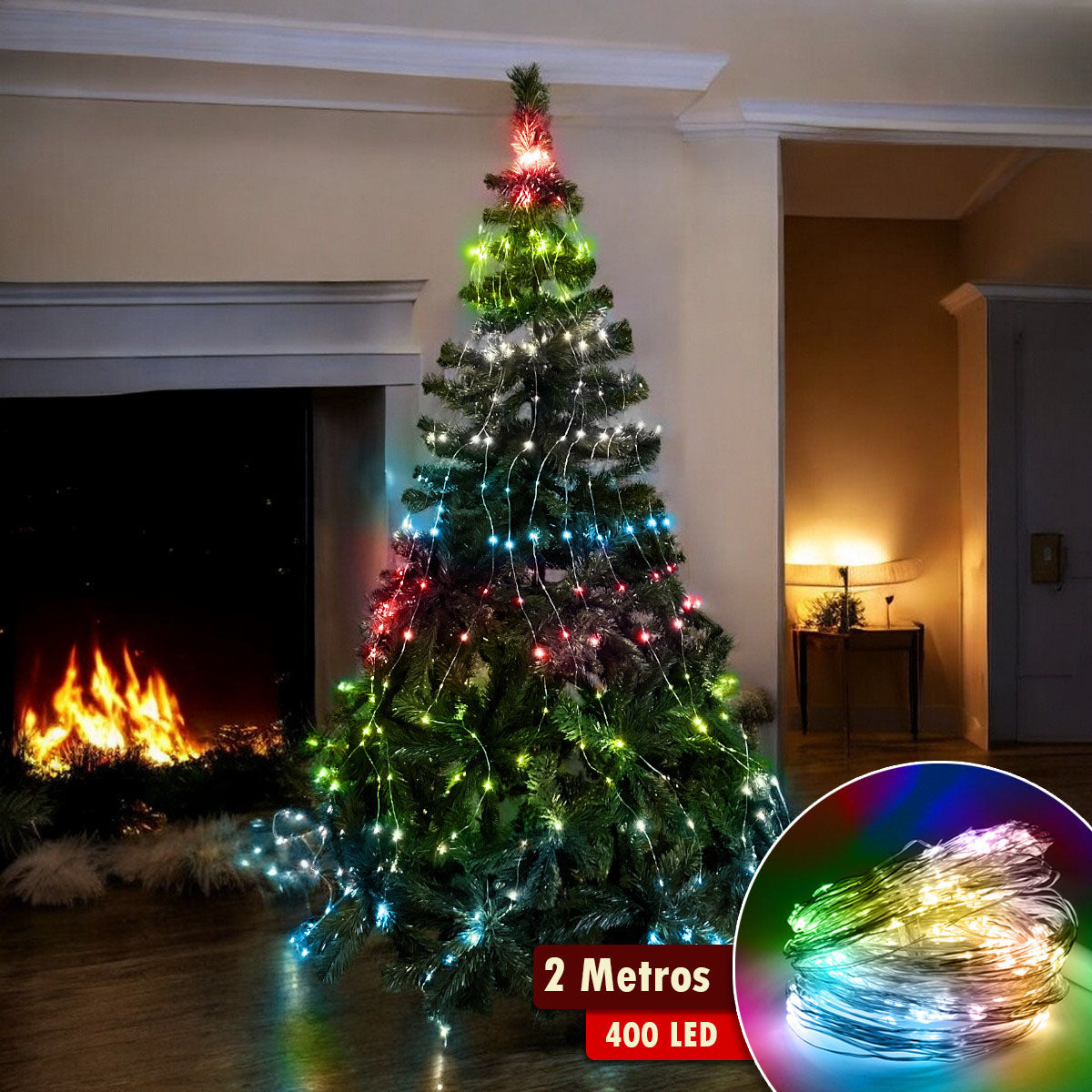 Luces LED Cascada de Hada 400 Luces para Decoración Navideña