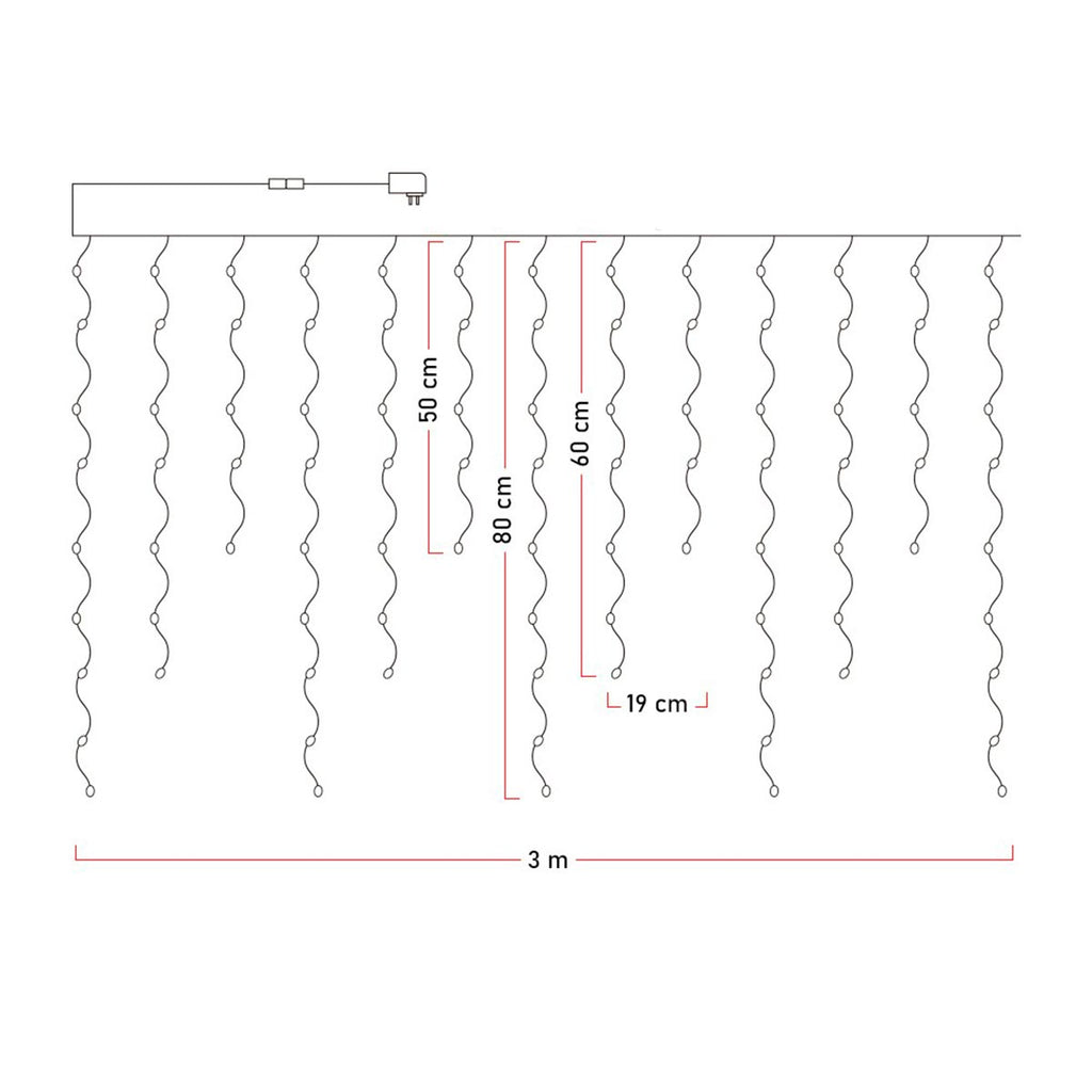 Cortina Micro LED 3m 100 Luces con 16 Tiras y Modos
