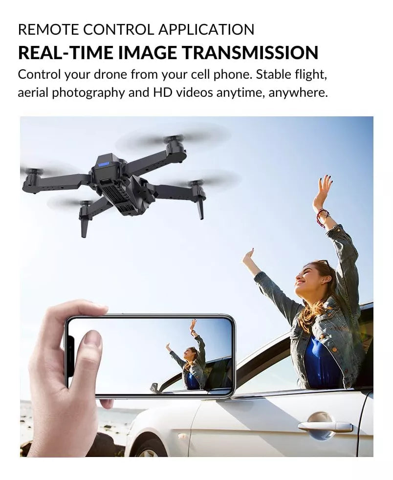 Drone Plegable con Cámara HD, WiFi y Visión 360° en Tiempo Real