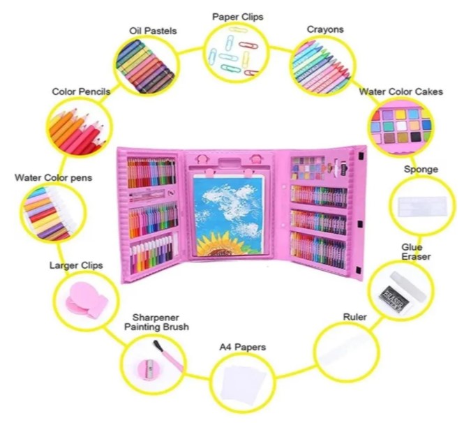 Kit de Arte Premium con 130 Piezas: Dibujo, Pintura y Estuche