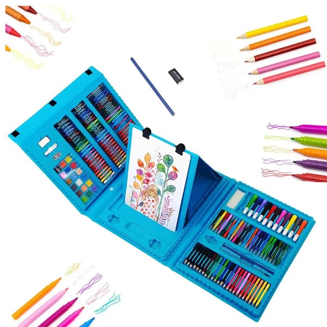 Kit de Arte Premium con 130 Piezas: Dibujo, Pintura y Estuche