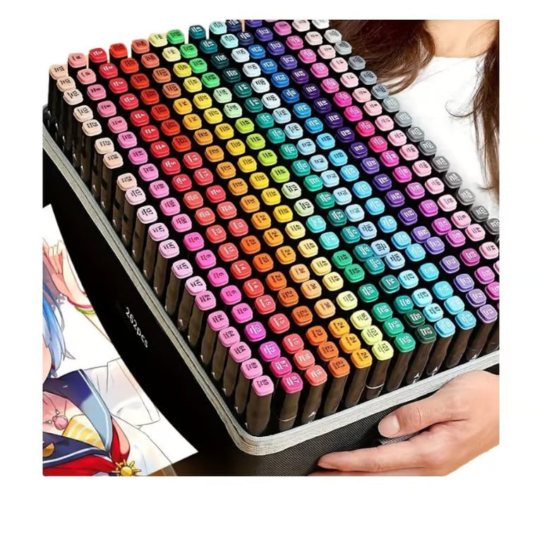 Kit de 262 Marcadores Indelebles Doble Punta con Estuche Portátil