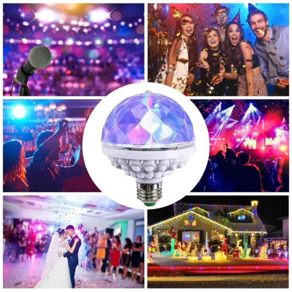 Bombillo LED Rotativo - Cristal RGB para Efecto Fiesta