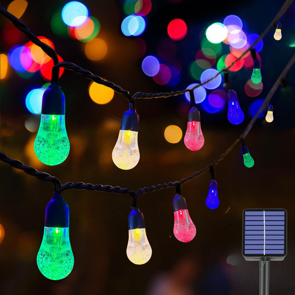 Luces Gota Burbuja Solares- Cristal 7.5 Metros Doble Color