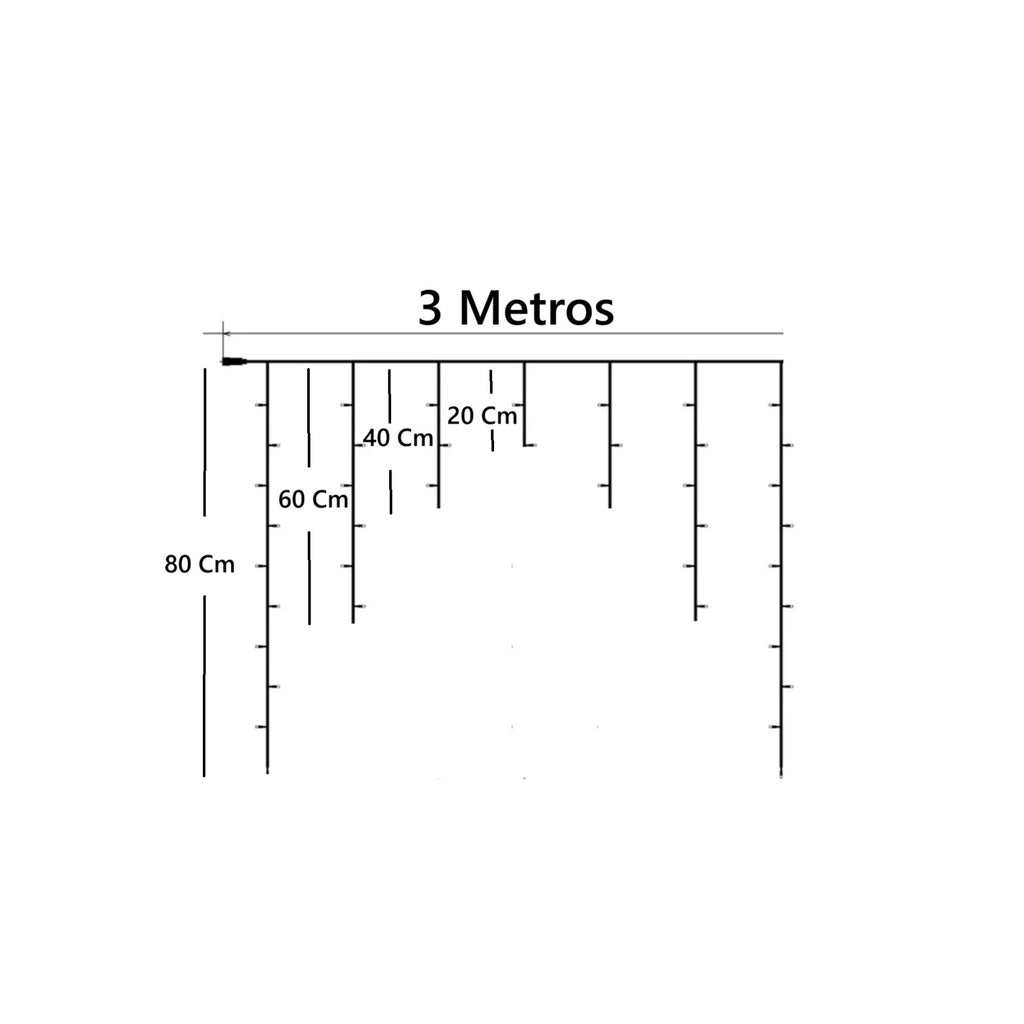 Luz Solar Cortina Erizo - 3 Metros, 164 LED, USB-C