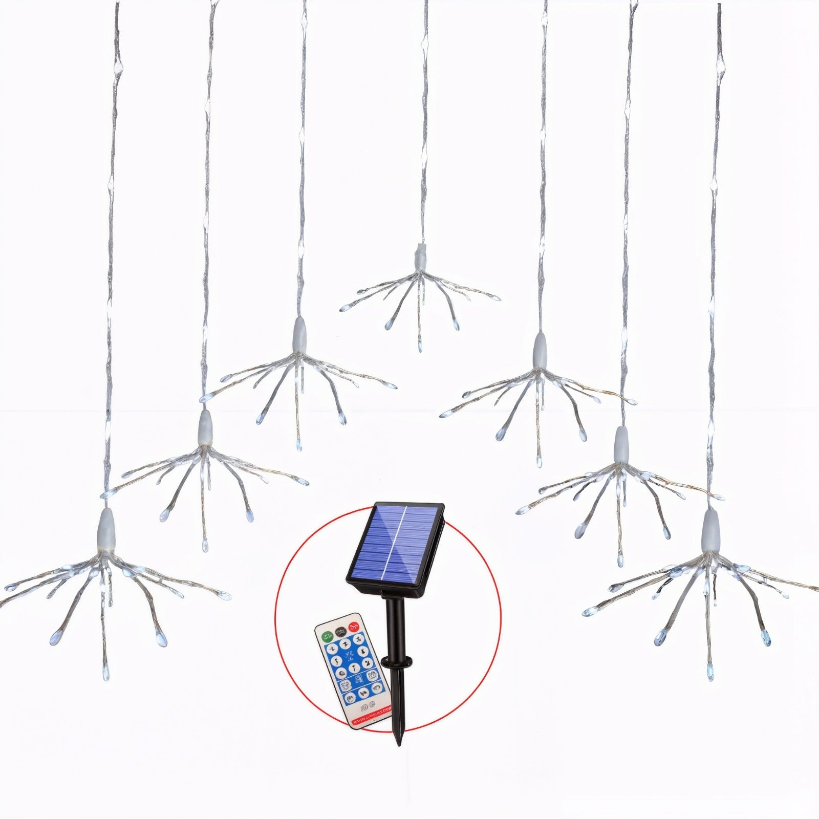 Luz Solar Cortina Erizo - 3 Metros, 164 LED, USB-C