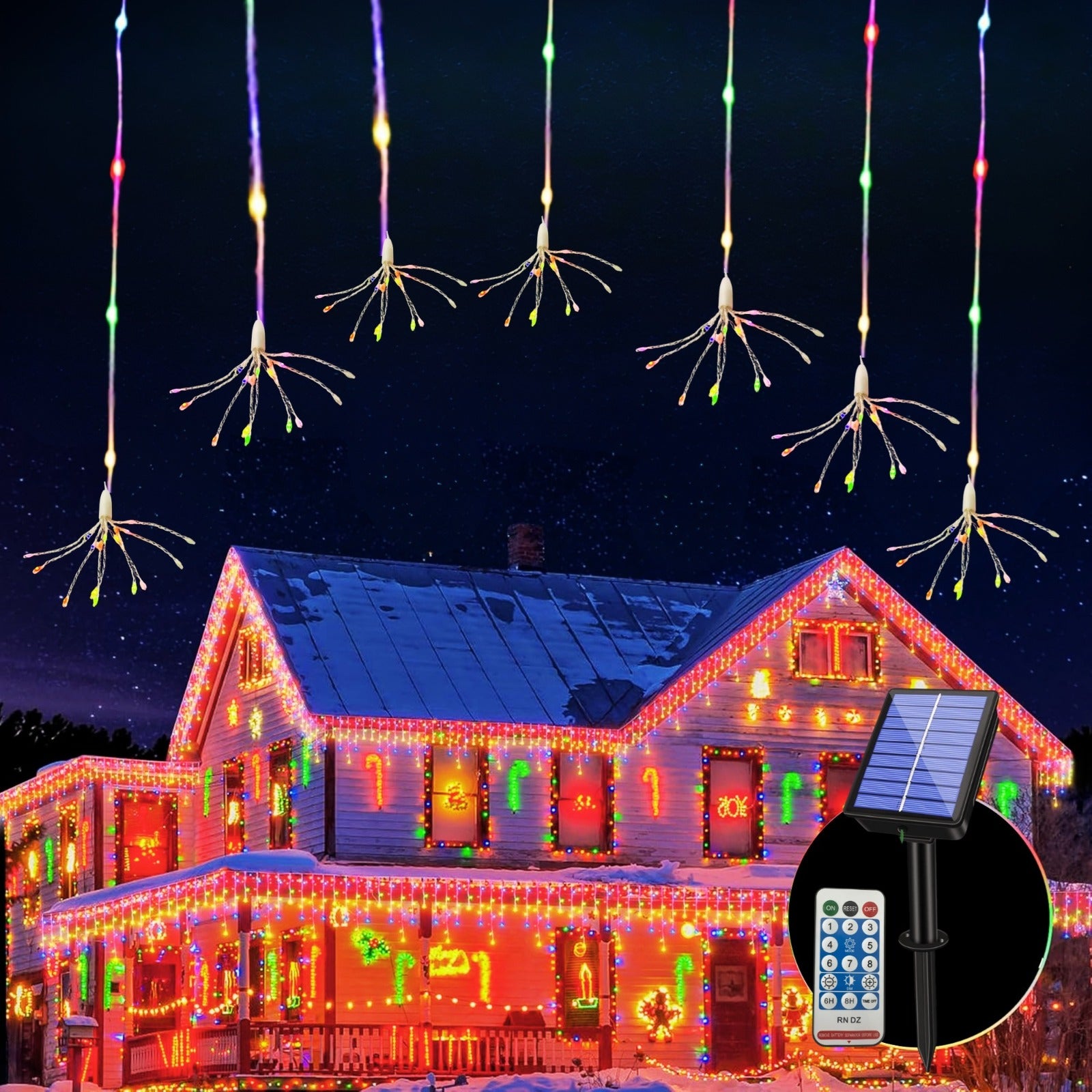 Luz Solar Cortina Erizo - 3 Metros, 164 LED, USB-C