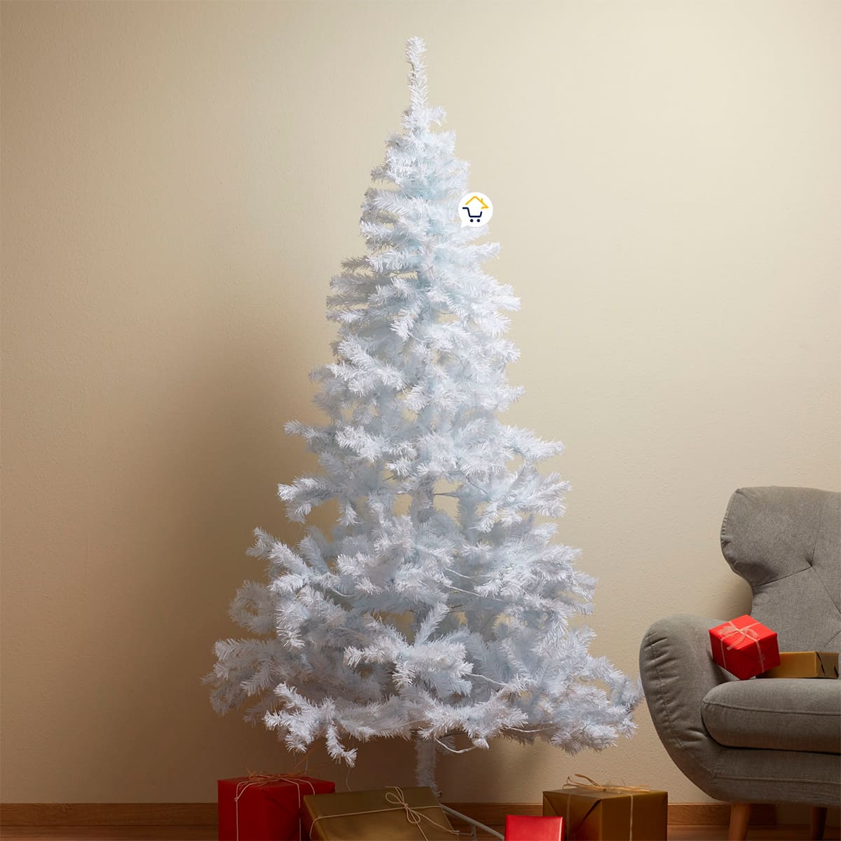 Árbol Navideño Blanco 1.80m - 720 Ramas con Base Metal