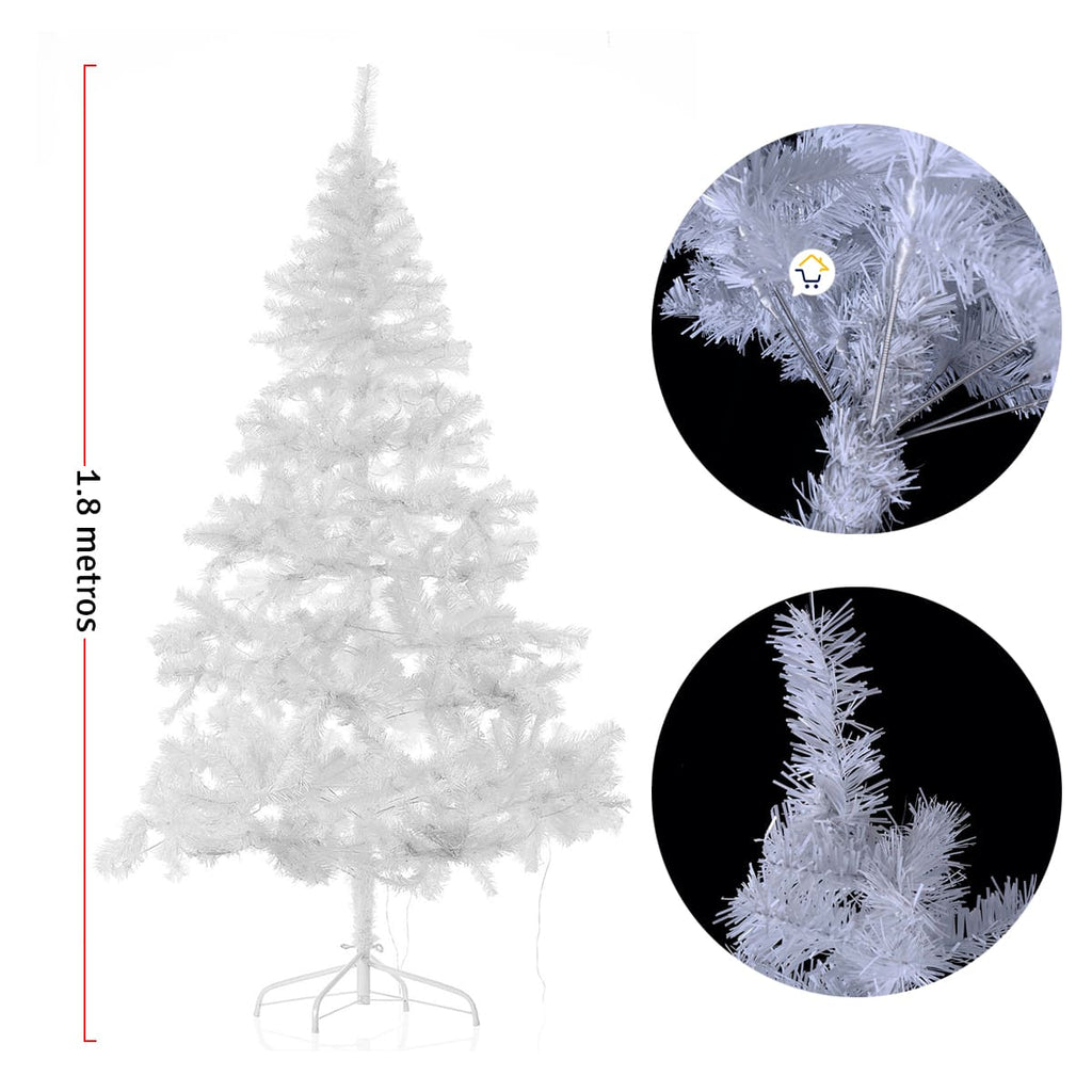 Árbol Navideño Blanco 1.80m - 720 Ramas con Base Metal