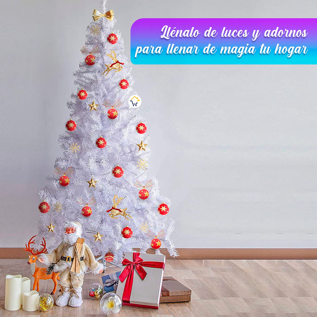 Árbol Navideño Blanco 1.80m - 720 Ramas con Base Metal