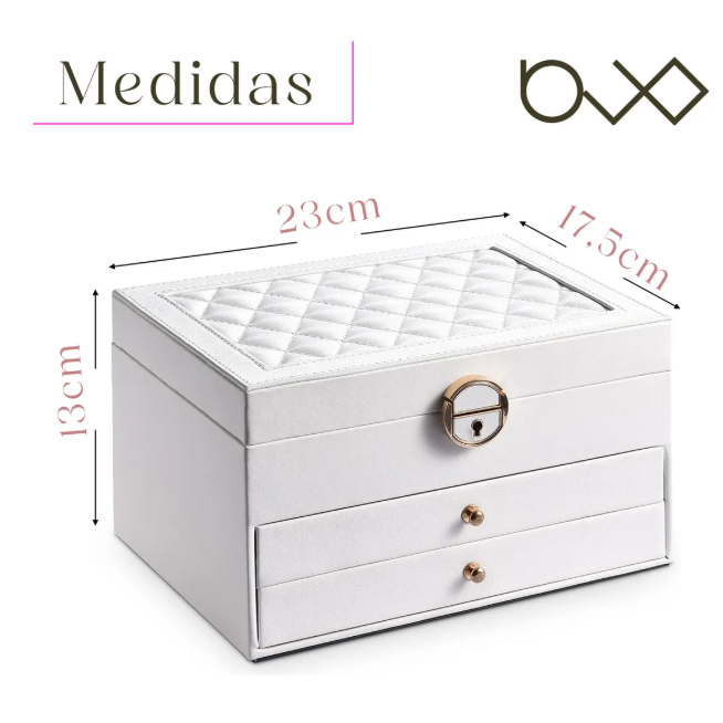 Caja de Joyería Moderna - Cuero Blanco, Multifuncional y Elegante