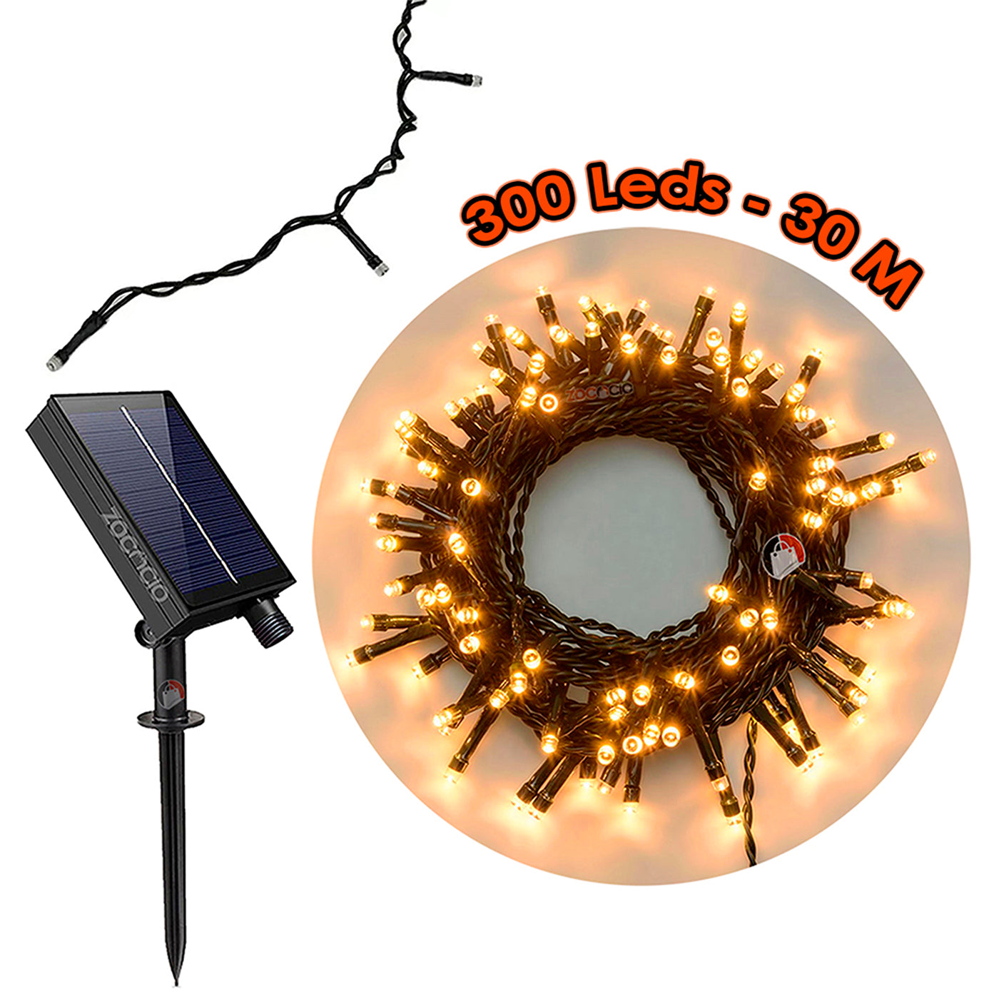 Cadena Luz Solar LED - Carga Dual, 8 Modos, Control Remoto