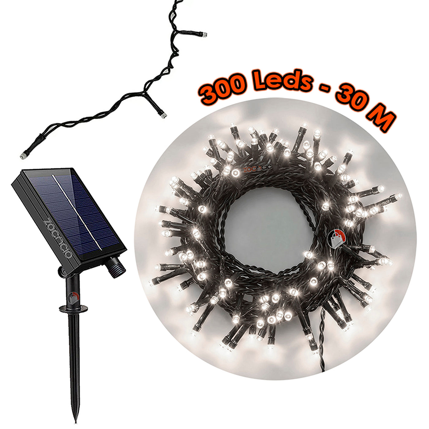 Cadena Luz Solar LED - Carga Dual, 8 Modos, Control Remoto