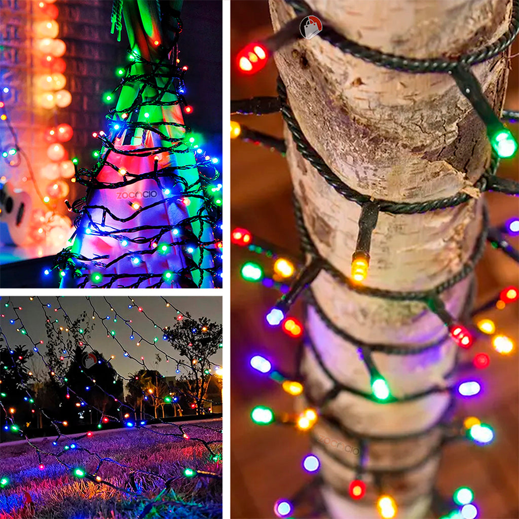 Cadena Luz Solar LED - Carga Dual, 8 Modos, Control Remoto