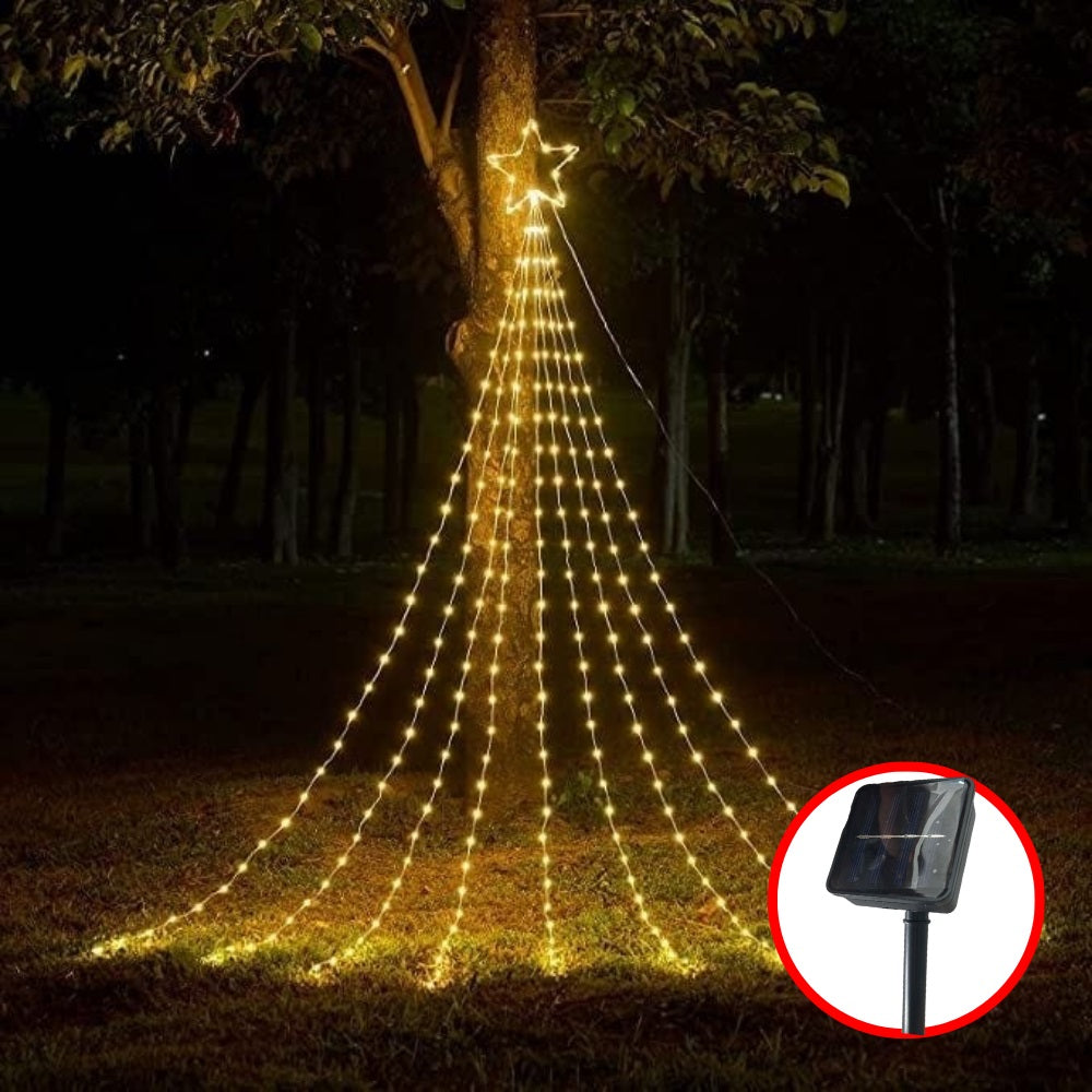 Luces Solares Cascada Árbol - 193 LED, 9 Tramos