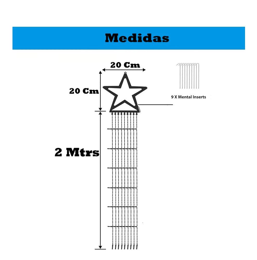 Luces Solares Cascada Árbol - 193 LED, 9 Tramos