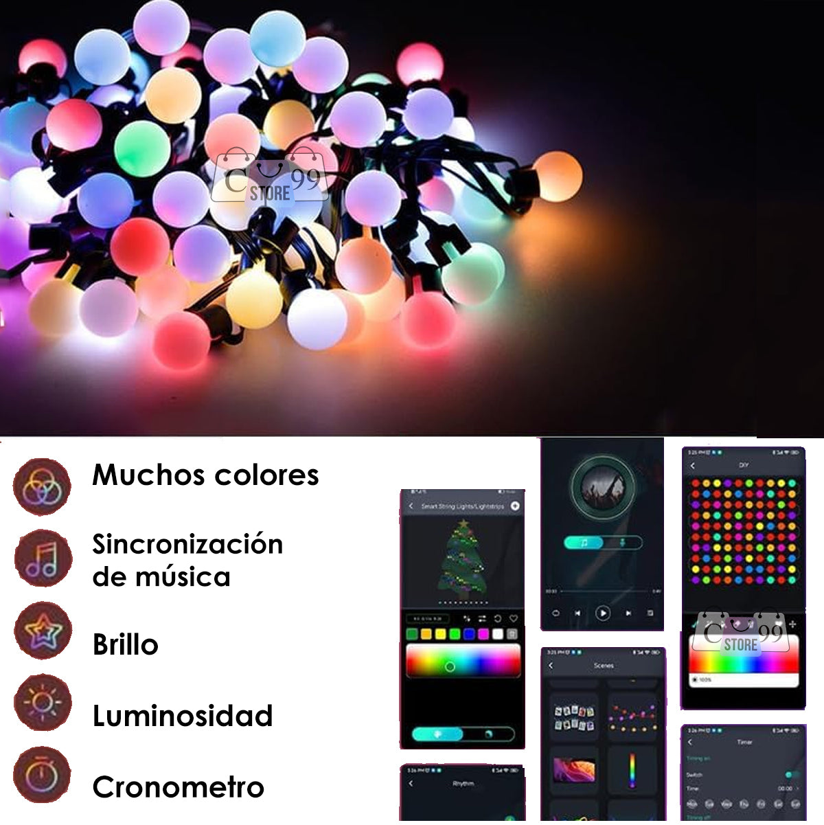 Instalación Luces Burbujas 15M RGB - Control App, Cable Verde