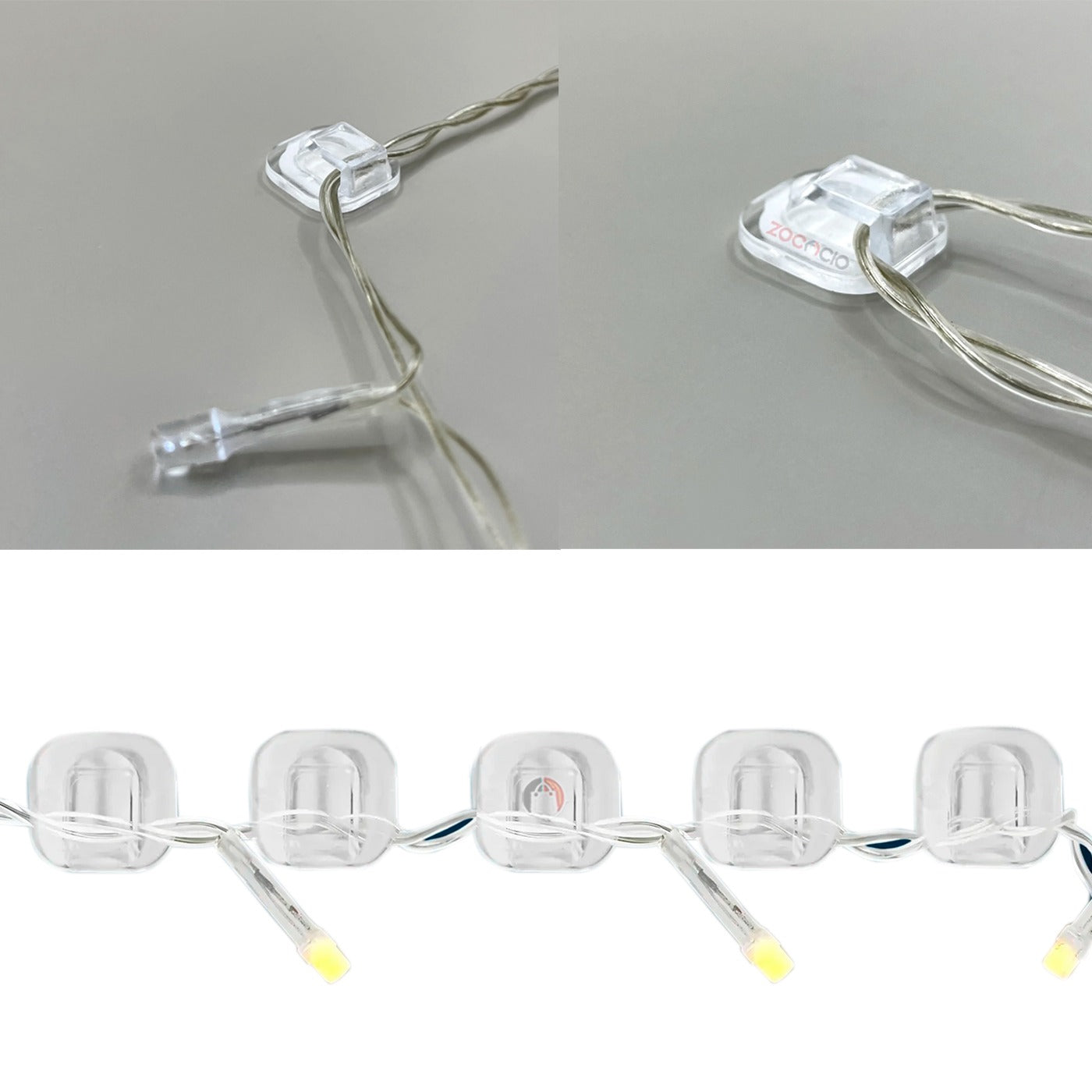 Soportes Adhesivos Transparentes - 144 Unidades, Fijación Segura y Discreta