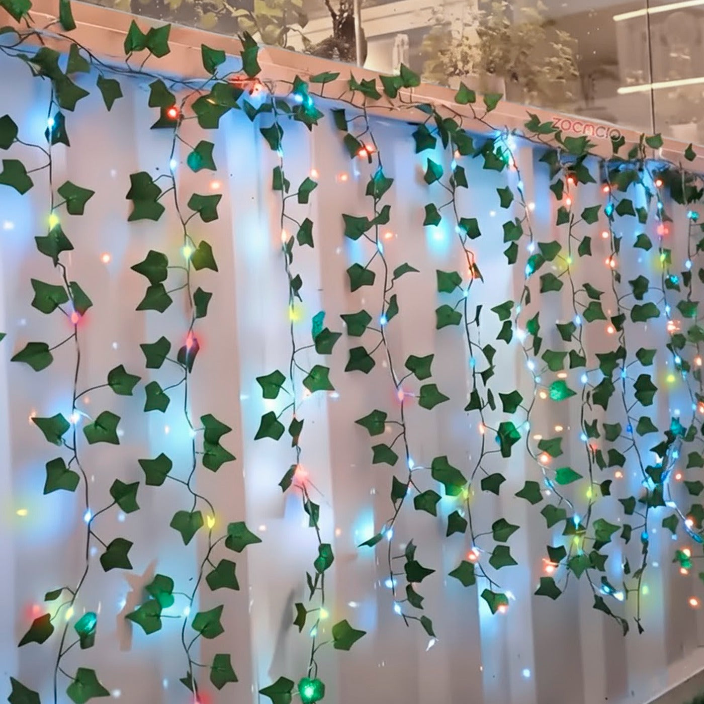 Cortina Enredadera LED - 10 Tiras, 2.4M Ancho, Luz Dual