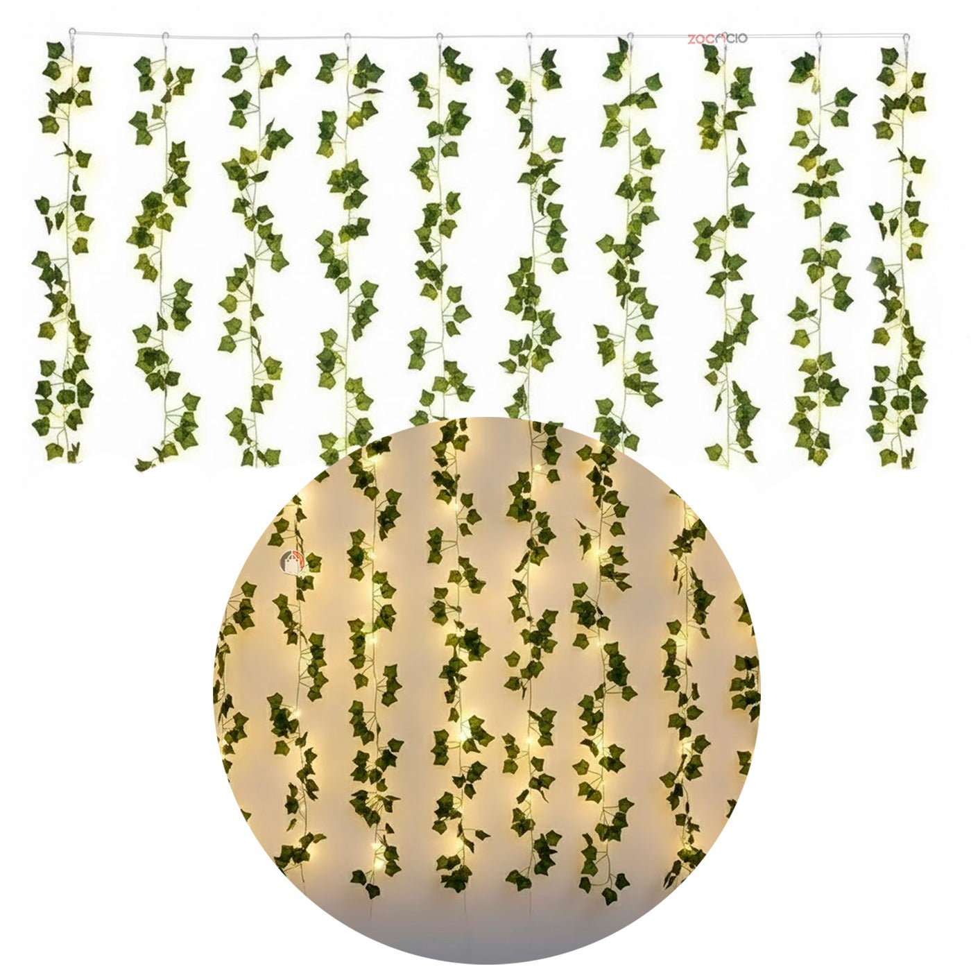 Cortina Enredadera LED - 10 Tiras, 2.4M Ancho, Luz Dual