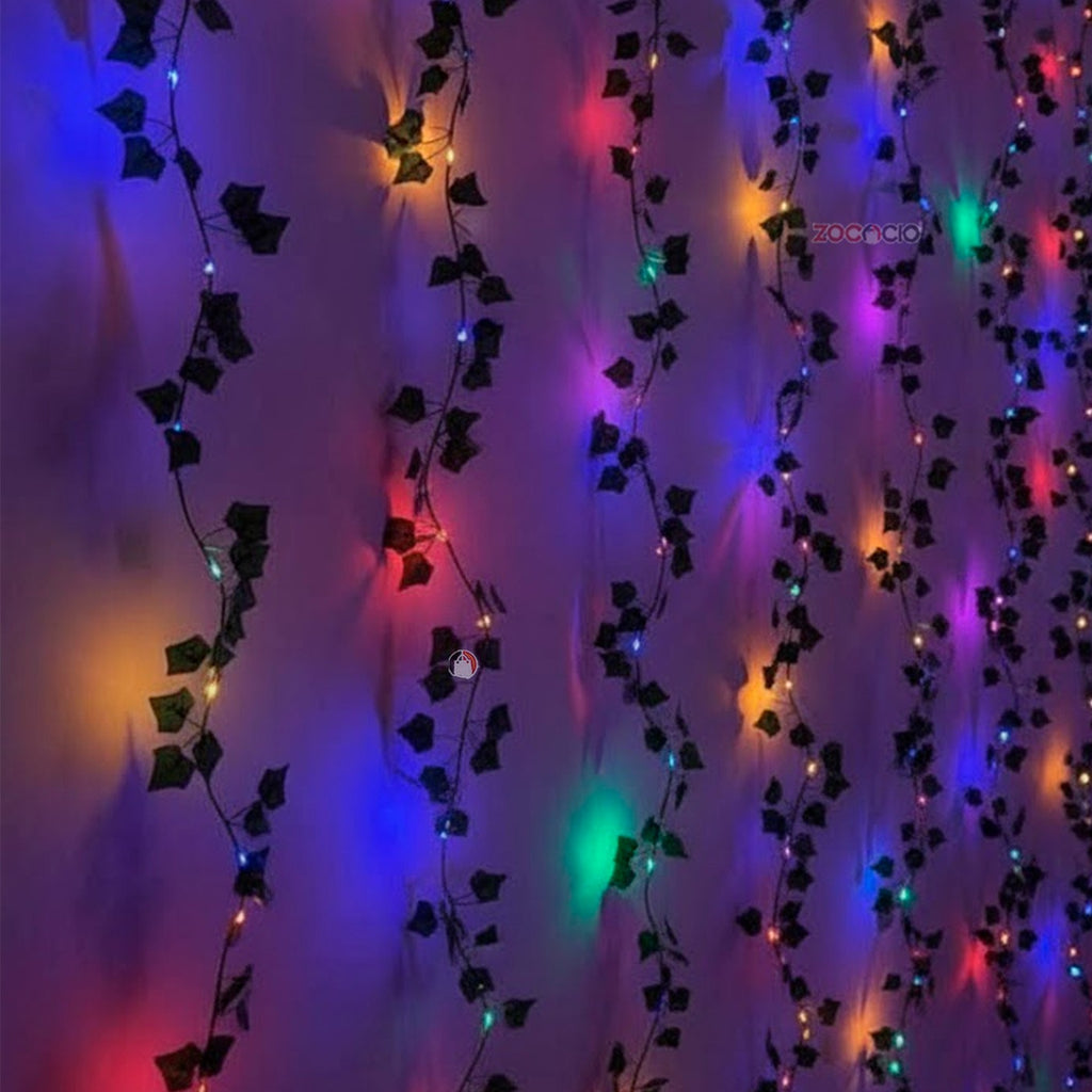 Cortina Enredadera LED - 10 Tiras, 2.4M Ancho, Luz Dual