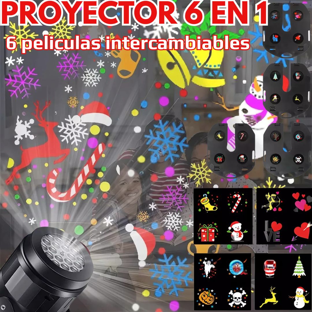 Proyector LED de Patrones - 16 Diseños Navideños, Proyección Nítida