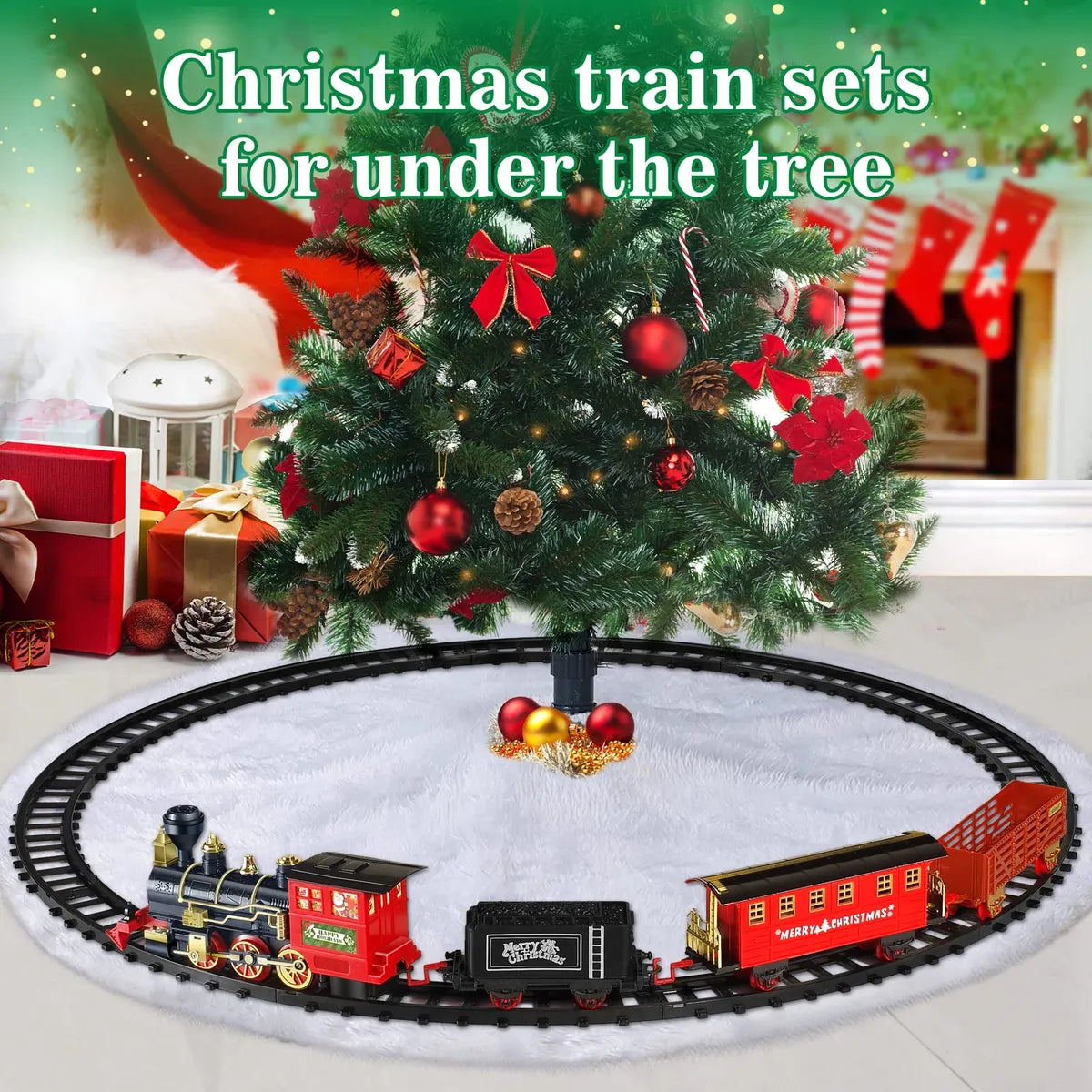 Tren Eléctrico Navideño Clásico - 330cm de Pista, Luces y Sonido