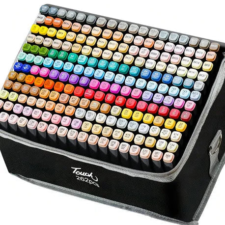 Kit de 262 Marcadores Indelebles Doble Punta con Estuche Portátil
